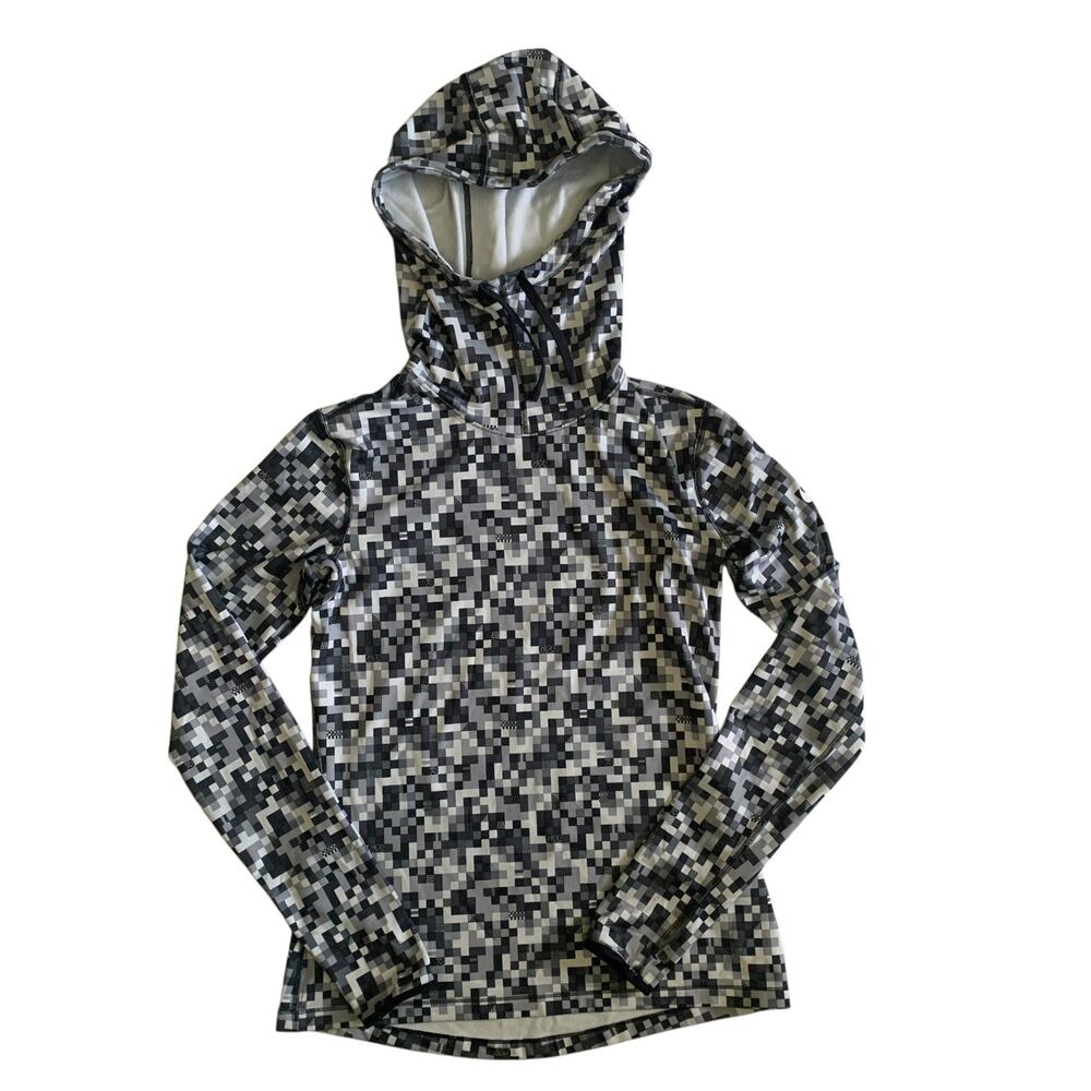 Nike Pro Dri Fit Women's Size M Glitch Pixel Training Camo Hooded T-Shirt